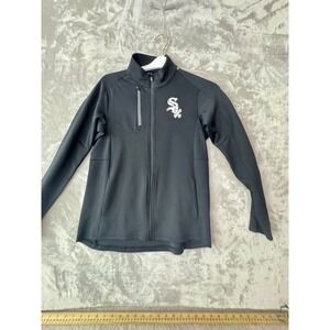 MLB Chicago White Sox Black Full Zip Track Jacket Mens Small Embroidered Logo